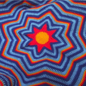 Crochet Blanket Pattern Starburst Blanket Ripple Throw PDF Crochet Afghan Pattern image 5