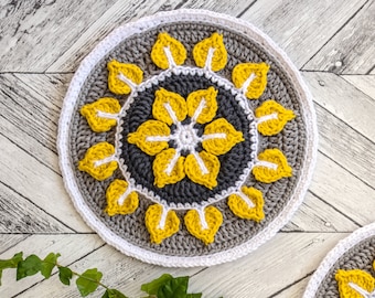 Crochet Mandala Pattern - Birch Leaves Mandala - PDF Crochet Pattern