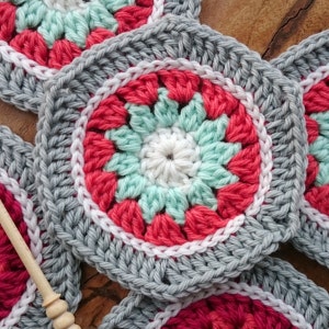 Crochet Hexagon Pattern - Winter Hexagon - PDF crochet motif pattern