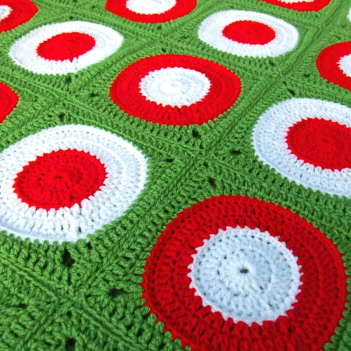 Crochet Blanket Pattern Retro Circle Throw Crochet Afghan Etsy