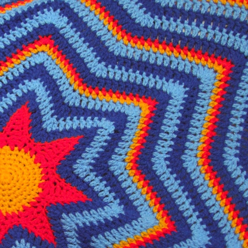 Crochet Blanket Pattern Starburst Blanket Ripple Throw PDF Crochet Afghan Pattern image 1