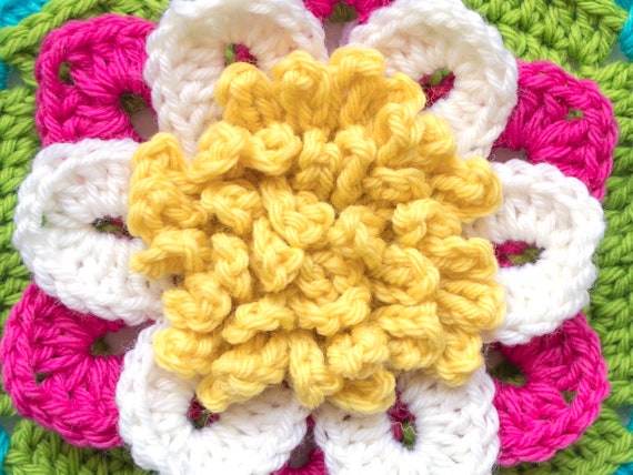 Crochet Wheel Square Pattern - WoolnHook by Leonie Morgan