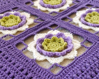 Crochet Blanket Pattern - Irish Rose Afghan Crochet Blanket Pattern - PDF