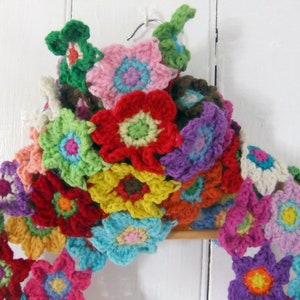 Crochet Scarf Pattern Bright Blooms Flower Scarf PDF crochet accessory pattern image 2