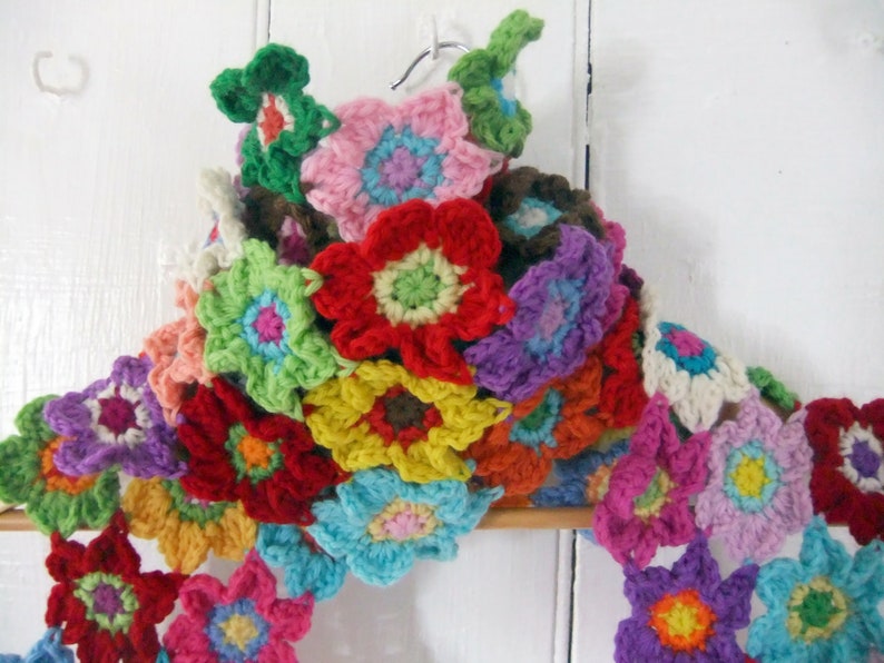 Crochet Scarf Pattern Bright Blooms Flower Scarf PDF crochet accessory pattern image 2