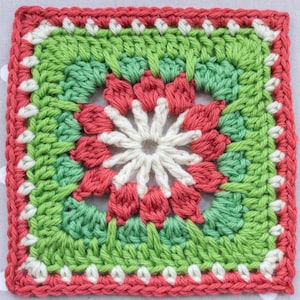 Crochet Square Pattern - Forest Flower Afghan Block - Crochet Block Pattern - PDF