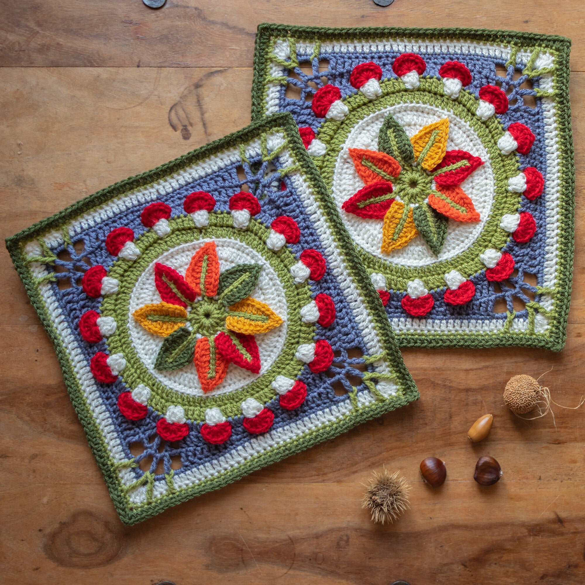 38 Crochet Leaf Patterns To Welcome Fall With Appliqués, Garlands, and Botanical Details 13 Crochet Pattern Autumn Leaves Square