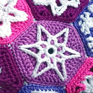 Crochet Blanket Pattern Festive Snowy Blanket Snowflake hexagon blanket crochet pattern PDF image 3