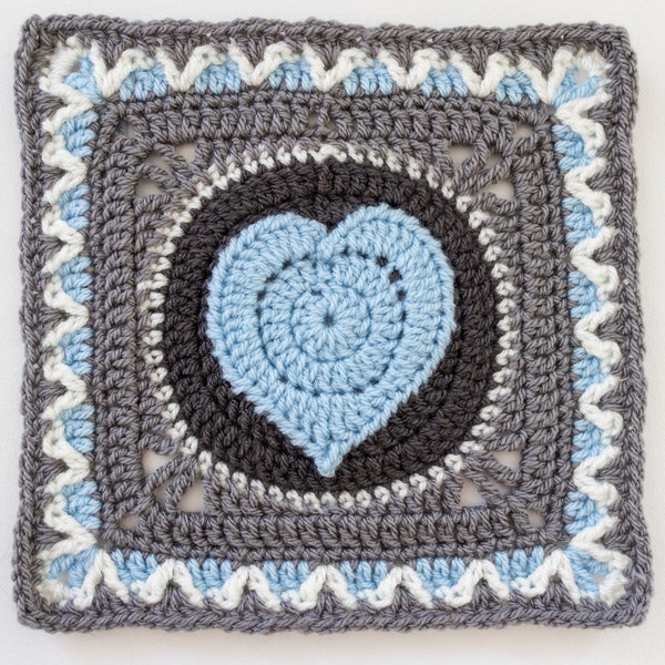 Crochet Pattern - Cold Hands Warm Heart Crochet Square - PDF 10" crochet square pattern