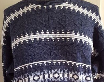 Vintage cotton Icelandic  pullover ski sweater men's Large