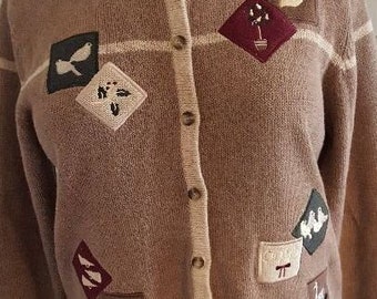 Vintage Christopher Banks 12 Days of Christmas sweater woman's Medium cotton cardigan