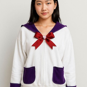 Original jacket purple sailor collar red bow size S, M, XL only ready to ship