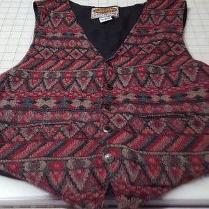 Vintage Paragraff red and black tapestry vest woman&#39;s L