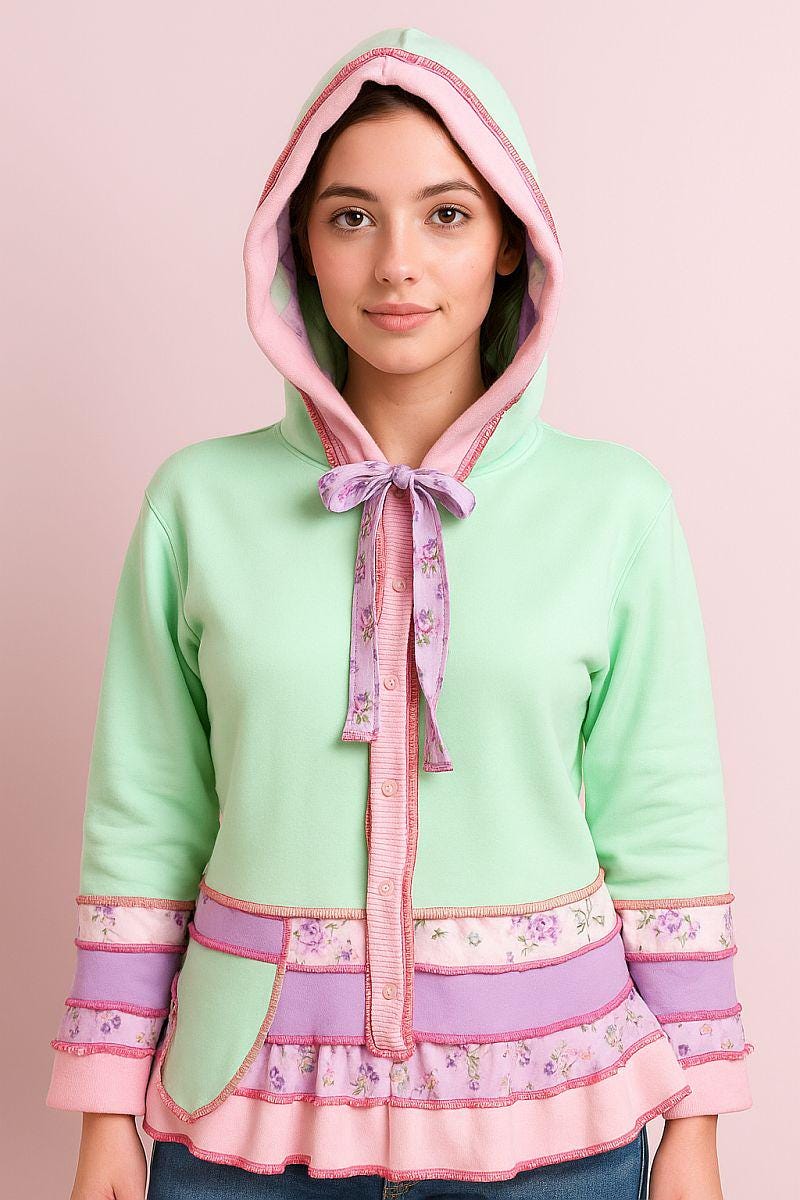 トップス BORDERSatBALCONY SWEAT PEPLUM HOODIE 38 BORDERSatBALCONY SWEAT PEPLUM HOODIE 38