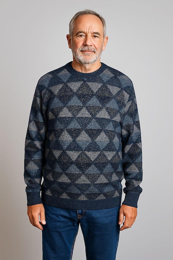 Vintage Segreto patterned wool pullover sweater i… - image 1