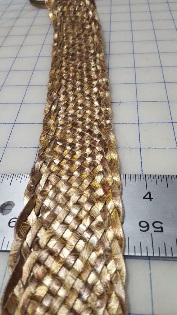 Vintage braided gold metallic belt with gold meta… - image 4
