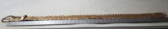 Vintage braided gold metallic belt with gold meta… - image 2