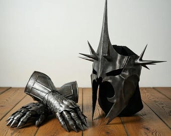 Dark Wraith Spiked Helmet & Gauntlets | Medieval Fantasy Cosplay Armor Set