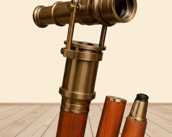 Bastone da passeggio telescopico in ottone vintage / Decorazione nautica