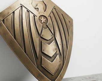 Collectible Super Soldier Eagle Shield Replica, Aluminium Wall Decor, Hand-Painted Weathered Finish