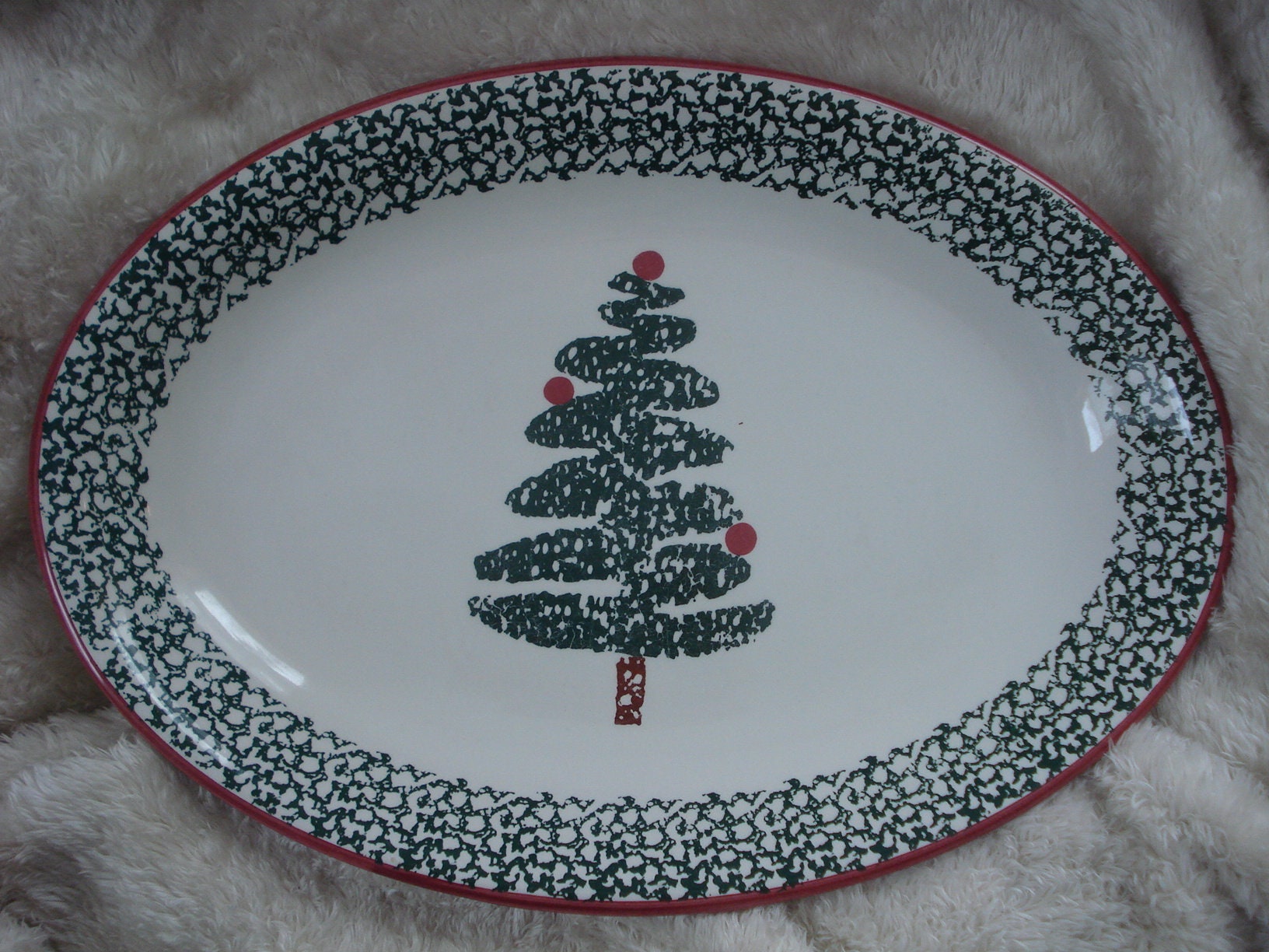 Furio sponge art Christmas tree stoneware salad plates set of 4 