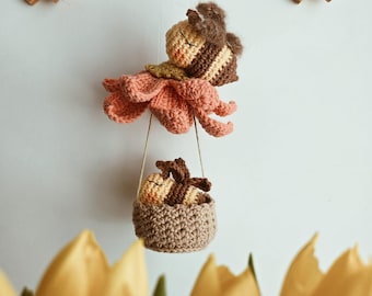 Hot Air Balloon Crochet Pattern PDF – Flower Balloon with Bees – Amigurumi Decor – Digital Download (in English, Portuguese and Spanish)