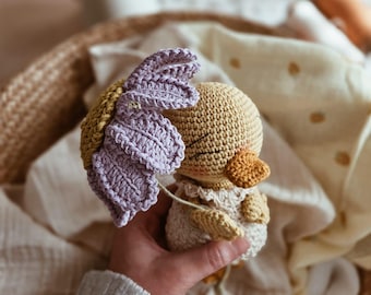 Duck Amigurumi Crochet Pattern PDF: Margaret with Flower Parasol, Vintage Duck Toy (in English, Portuguese (BR) and Spanish)