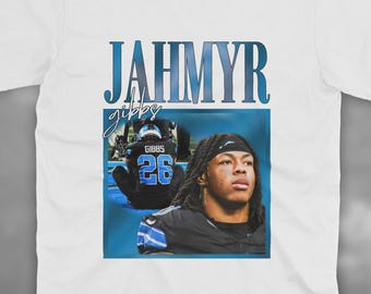 Jahmyr Gibbs Retro Homage T Shirt | Detroit Football T Shirt | Funny Football Shirt | Lions Football | Jahmyr Gibbs T Shirt | Lions Gift