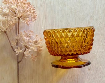 Vintage Indiana Glass Diamond Point Amber Fairy Lamp Base