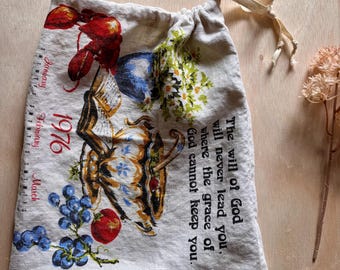 Upcycled Calendar Towel Bag-1976
