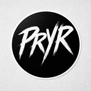 Pegatina de vinilo con el logotipo de PRYR OG / Calcomanía redonda con pincel en blanco y negro