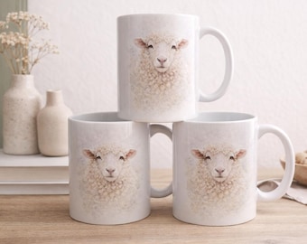 Sheep Mug | Sheep Illustration Mug | Farmhouse Coffee Cup | Tea Mug | Farmhouse Mug