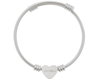 Pulsera de corazón grabada "Sé mía"