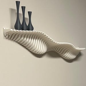 3D Printed Modern Wave Wall Shelf | Floating Decorative Shelf