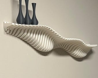 3D Printed Modern Wave Wall Shelf | Floating Decorative Shelf