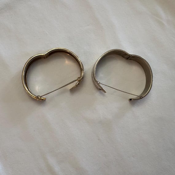 Two vintage hinged bangle cuff bracelets. - image 2