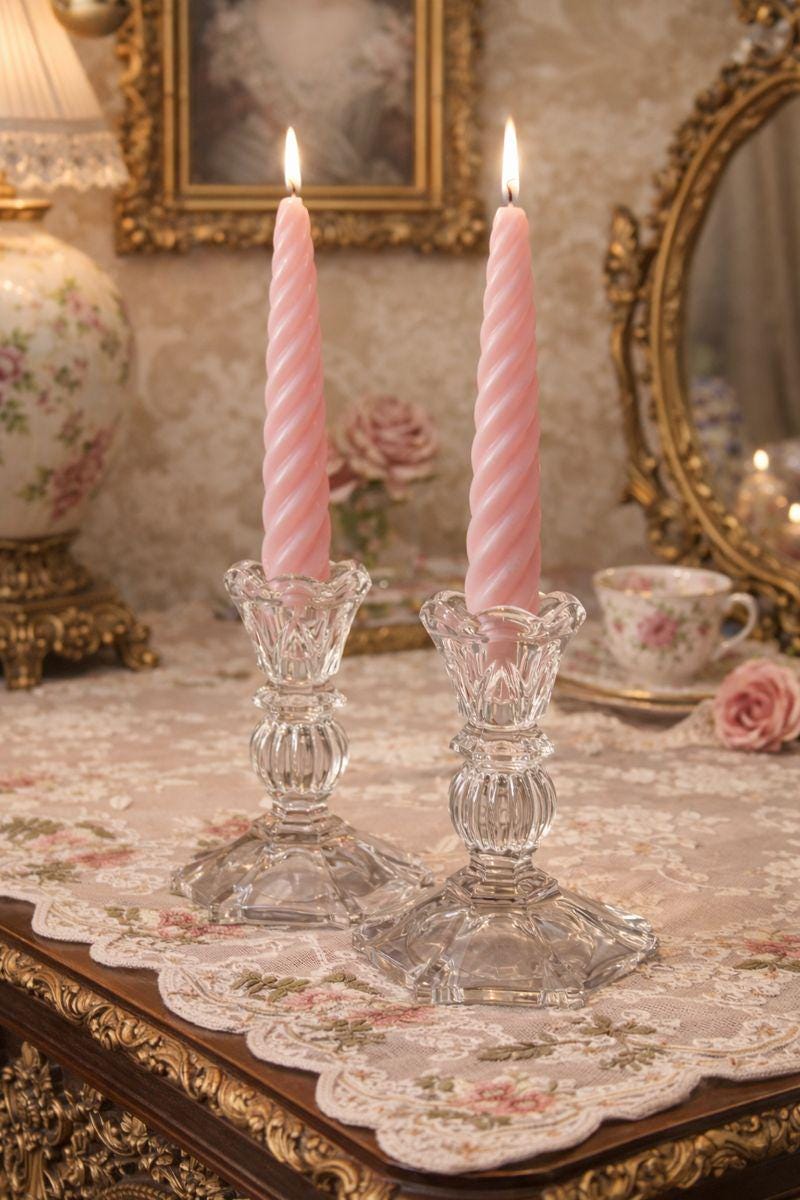 Pair of Fifth Avenue Naples Lead Crystal Candlesticks for Taper