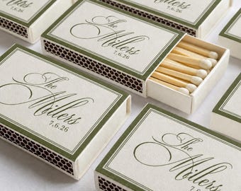 Personalized Wedding Matchboxes, Custom Green Wedding Matches