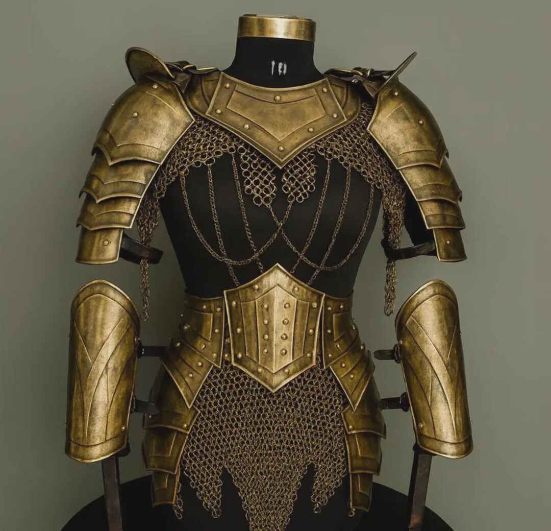 Lady Armor Suit- Brave Lady Chainmail Armor, Pauldrons With Gorget ...