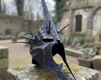 Casco del Rey Brujo, Casco Nazgul, Casco de Espectro del Anillo de acero, Casco de cosplay ESDLA negro, Armadura de fantasía medieval