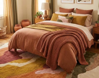 Earthy Abstract Camo Hand-Tufted Wool Rug