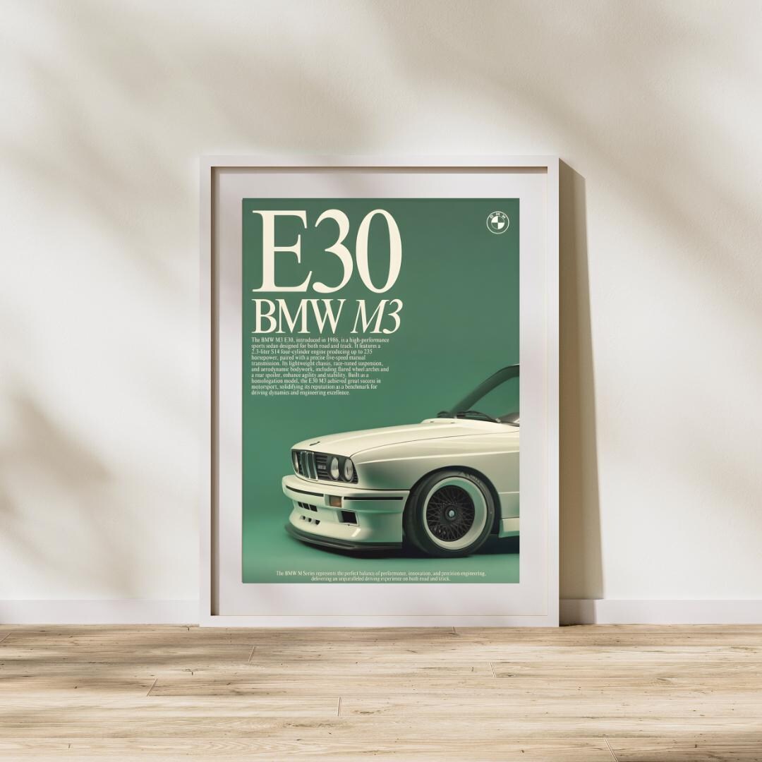 BMW E30 M3 Poster, Classic Sports Sedan Wall Art - Etsy