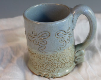 Dragonfly Pottery mug - blue and green - coffee mug - Hot Chocolate mug - gift for her