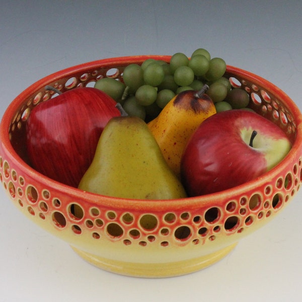 Decorative Fruit Bowl wiith yellow and orange glaze