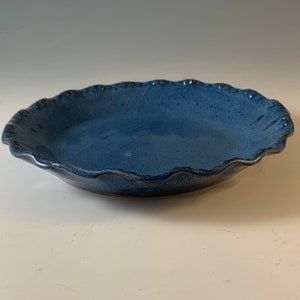 Blue Baking Dish - pie plate - ceramic pie plate - pottery - gift for mom - gift for wife