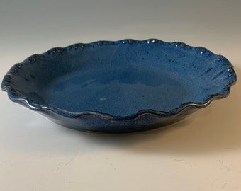 Blue Baking Dish - pie plate - ceramic pie plate - pottery - gift for mom - gift for wife