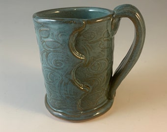 Textured turquoise mug - pottery mug - ceramic mug
