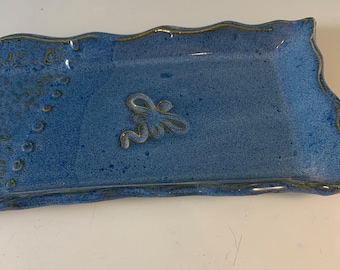 Food Tray - Rectangular platter - dragonfly plate - blue and green