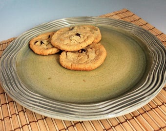 Pottery plate - ceramic platter - handmade plate - round - cookie plate