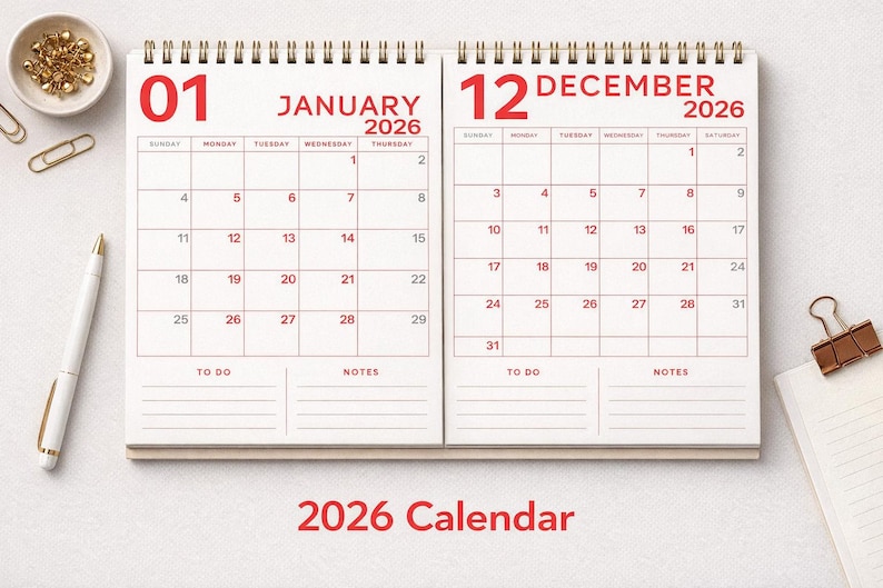 2026 Monthly Planner Elegant Monthly Calendar Sunday Start Monday Start ...